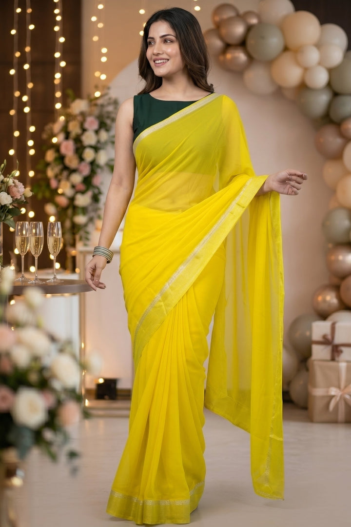 Sheer Elegant Matte Finished Georgette Saree