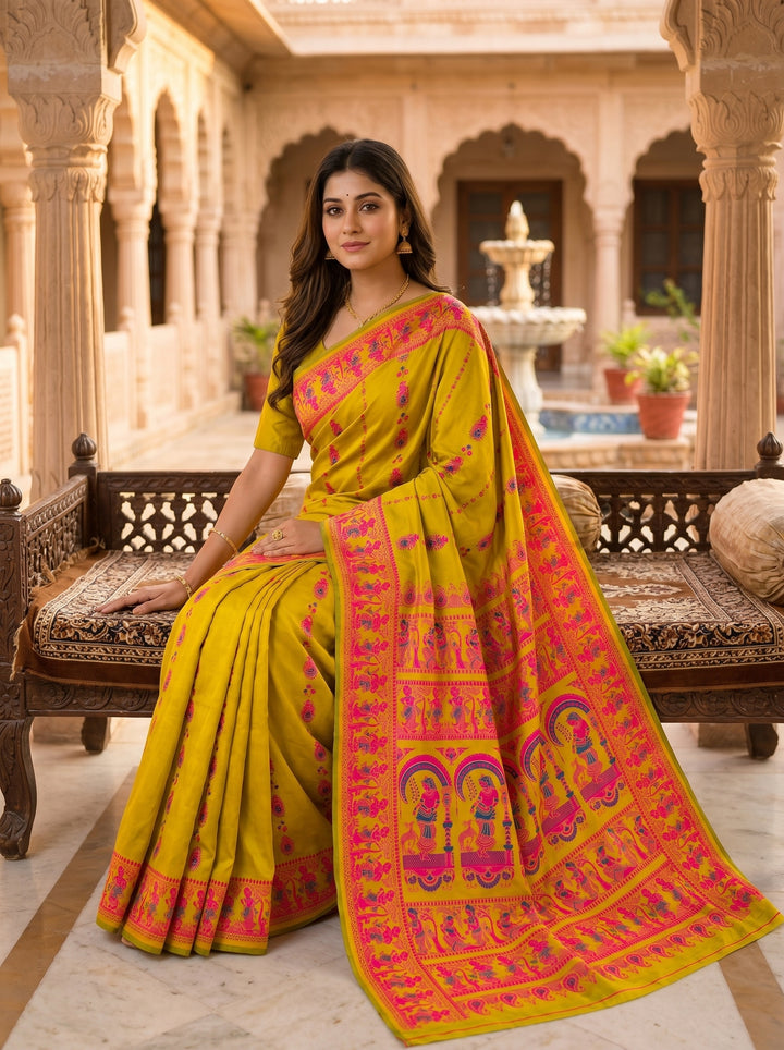 Rajnartaki Motif Baluchori Semi Silk Saree