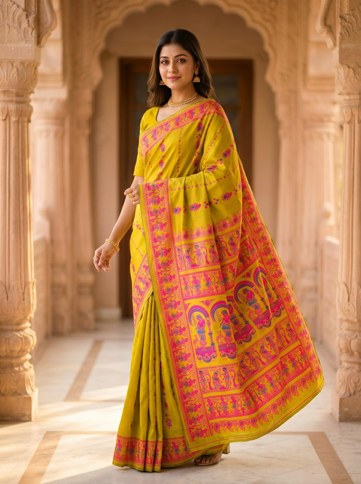 Rajnartaki Motif Baluchori Semi Silk Saree
