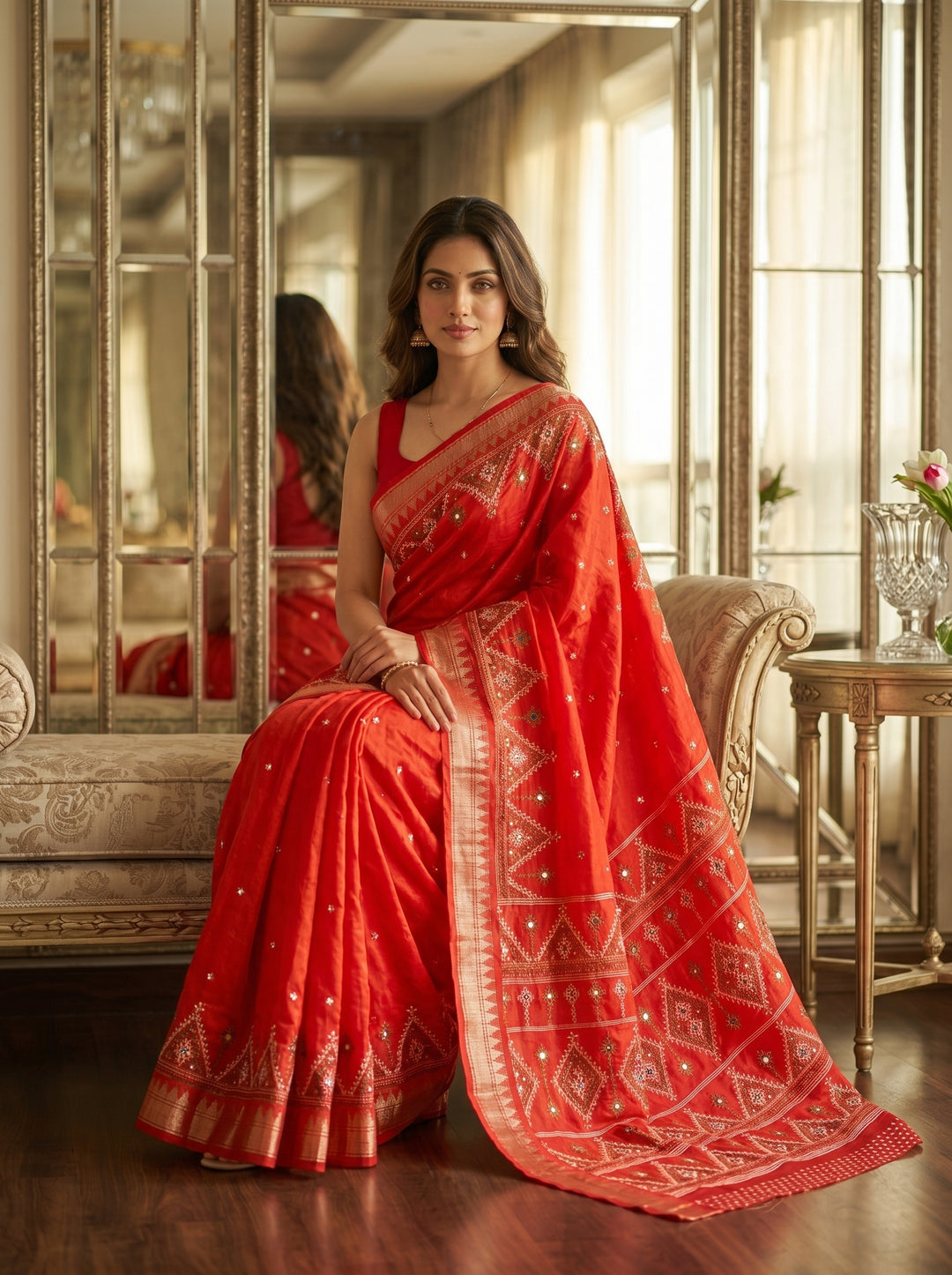 Neelkantha Heritage Semi Matka Silk Gujarati Print Saree