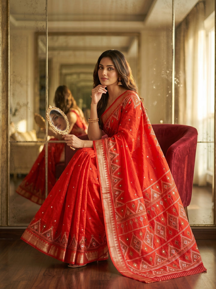 Neelkantha Heritage Semi Matka Silk Gujarati Print Saree