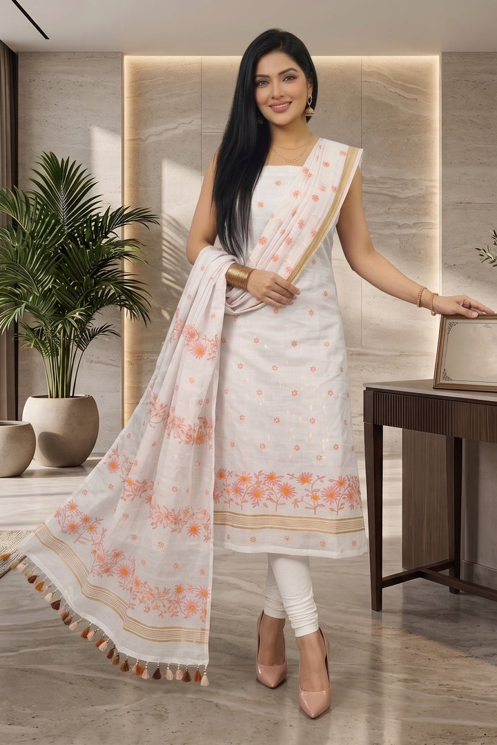 Krishnakoli Cotton Silk Unstitched Dress Material (Kurti Piece and Dupatta)