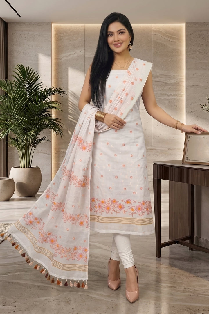 Krishnakoli Cotton Silk Unstitched Dress Material (Kurti Piece and Dupatta)