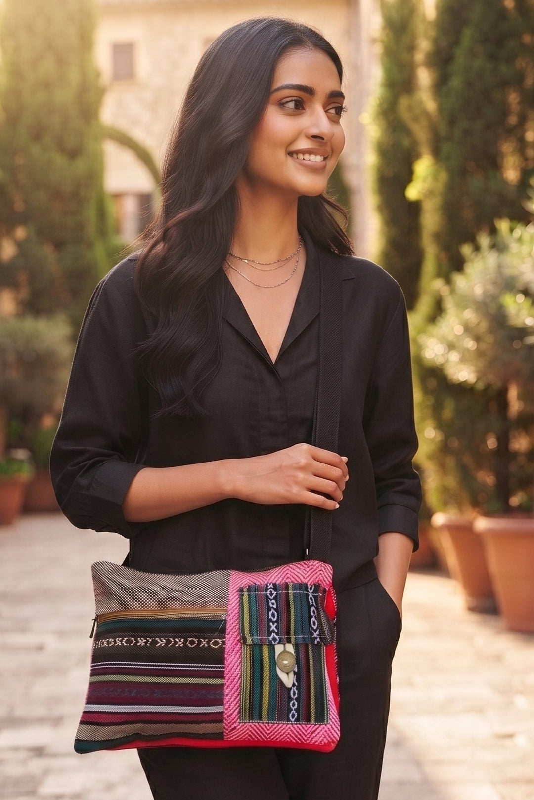 Gypsy Stripe Crossbody - Boho Sling Bag