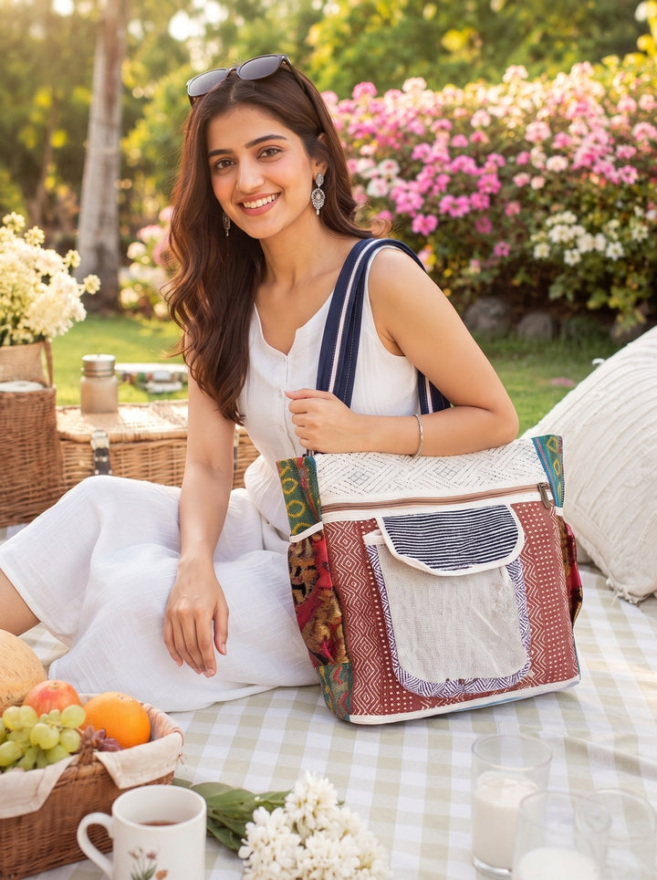 Carry Them Beautifully - Patchwork Oversized Tote Bag