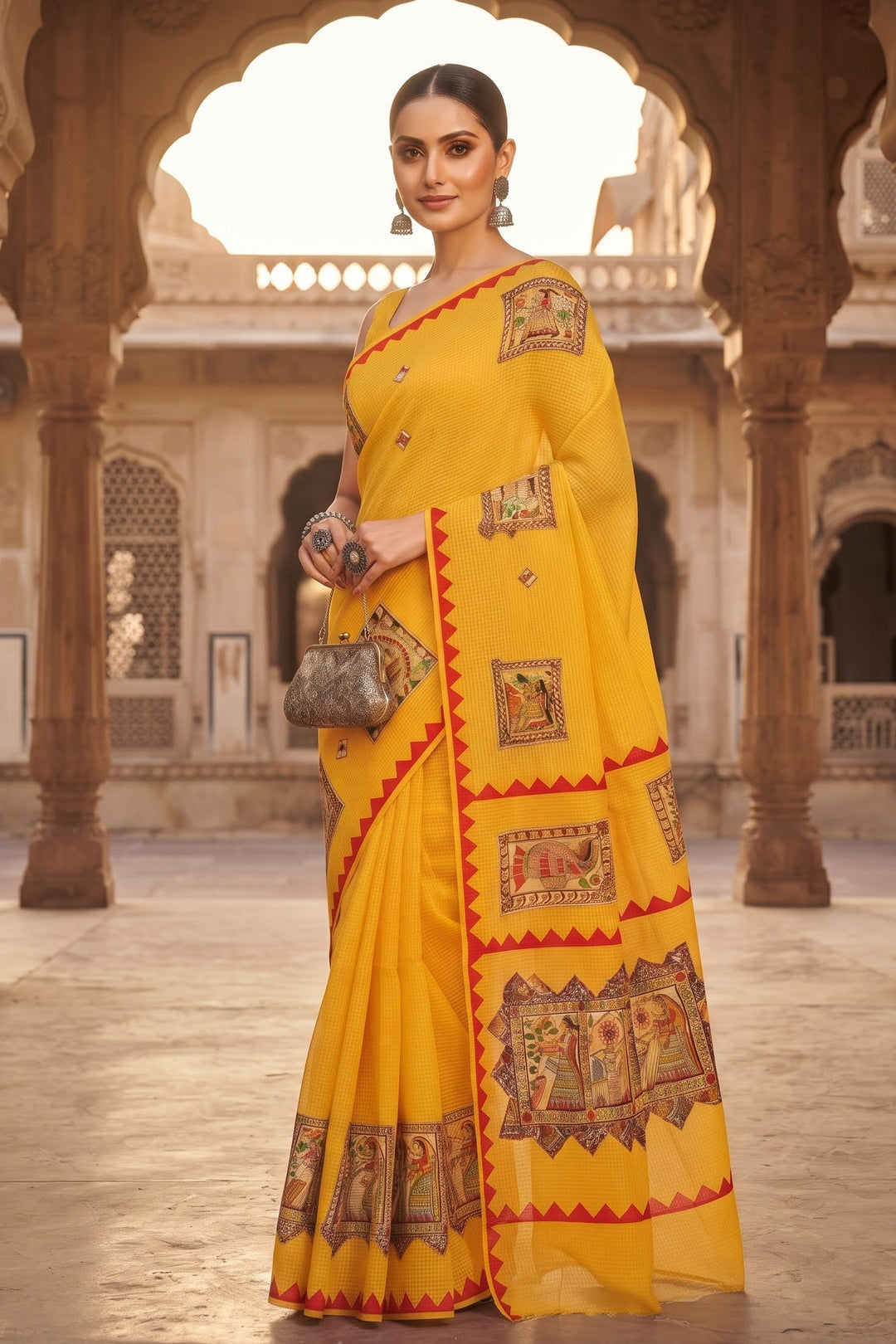 Surya Madhubani- Madhubani Patch Work Saree