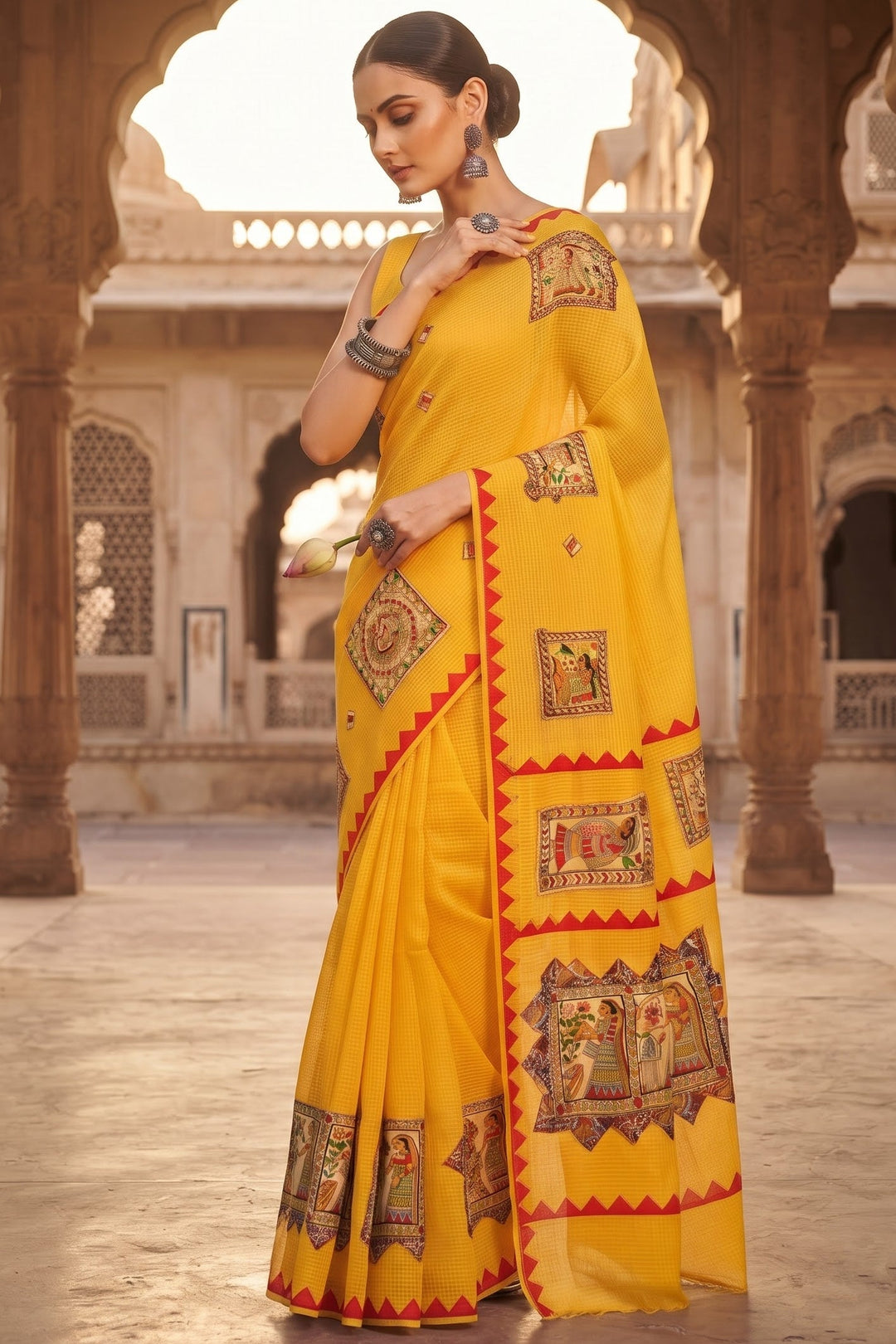 Surya Madhubani- Madhubani Patch Work Saree