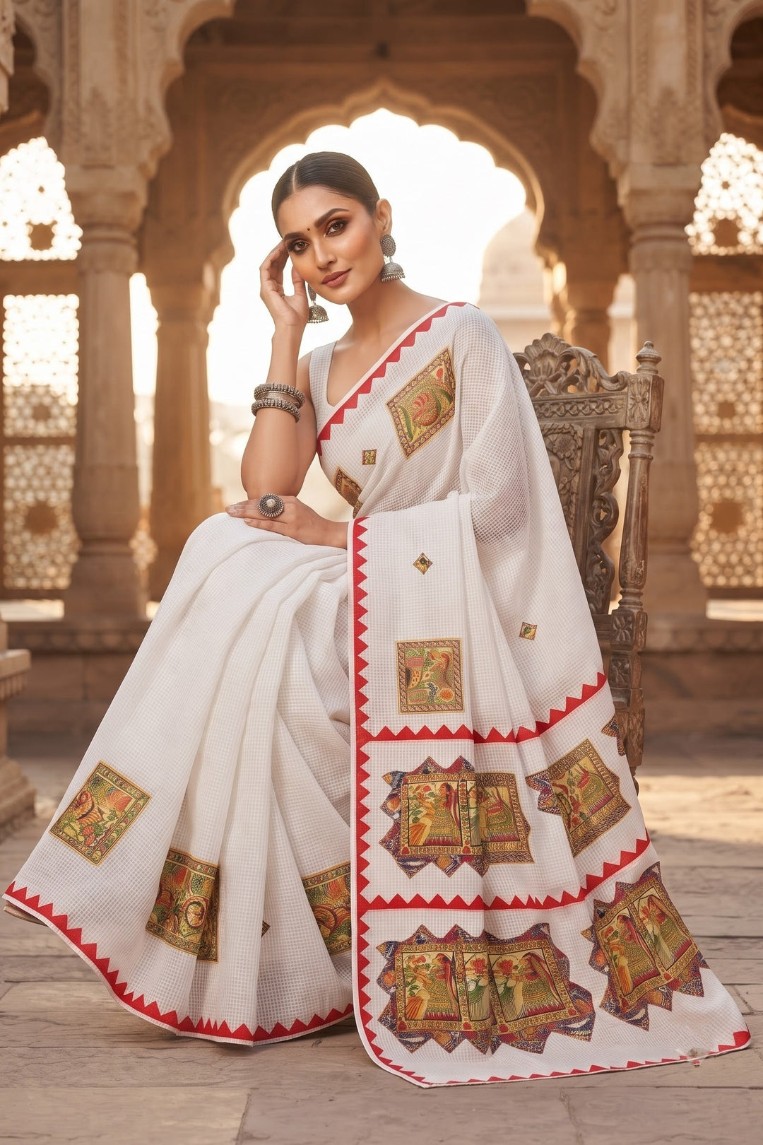 Surya Madhubani- Madhubani Patch Work Saree