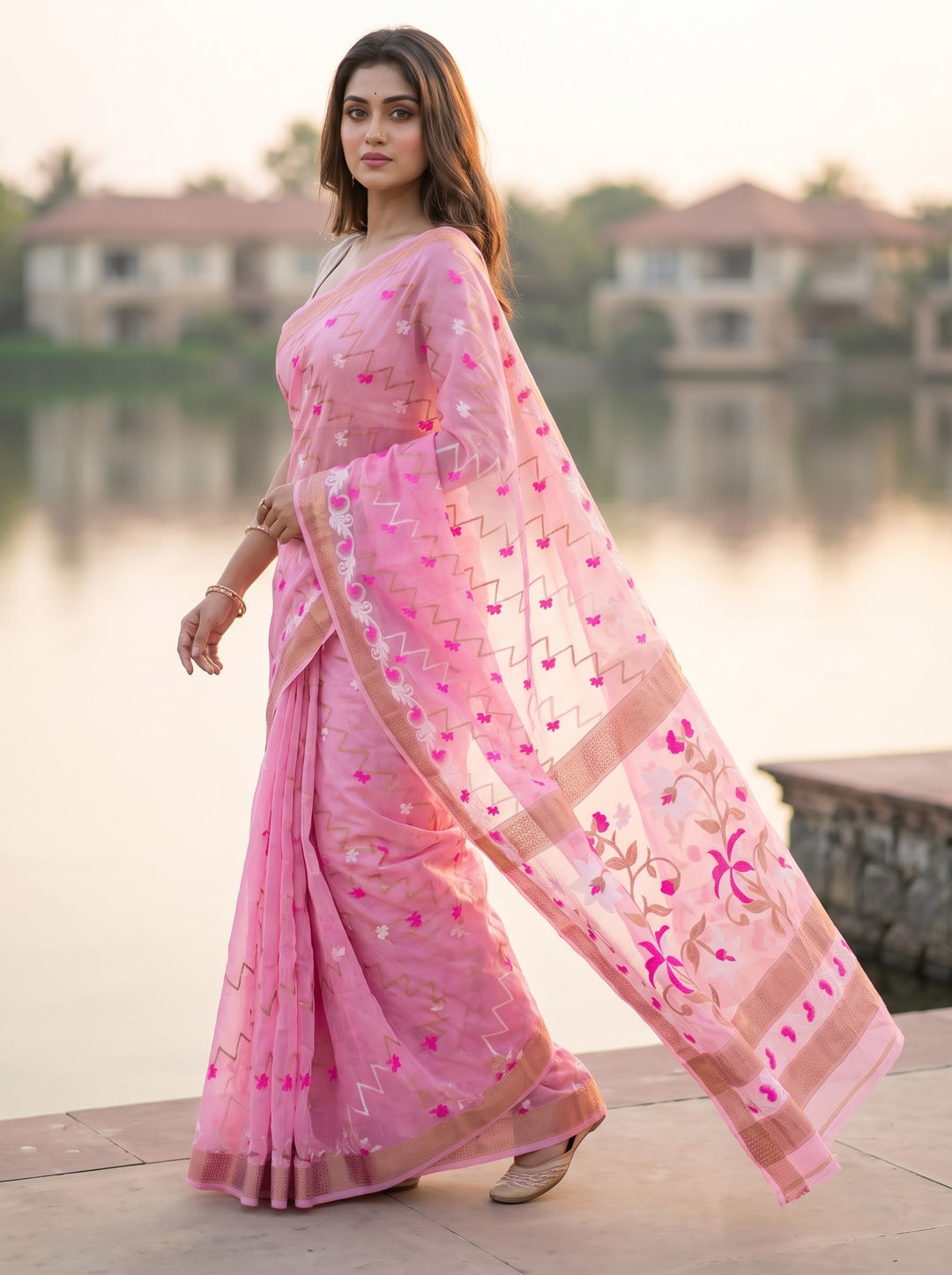 Paarijaat Dhakai Jamdani Saree