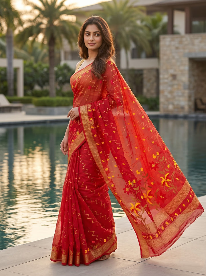 Paarijaat Dhakai Jamdani Saree