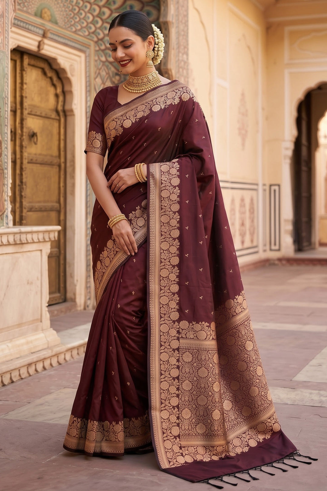 Flame of Passion - Muga Katan Silk Saree