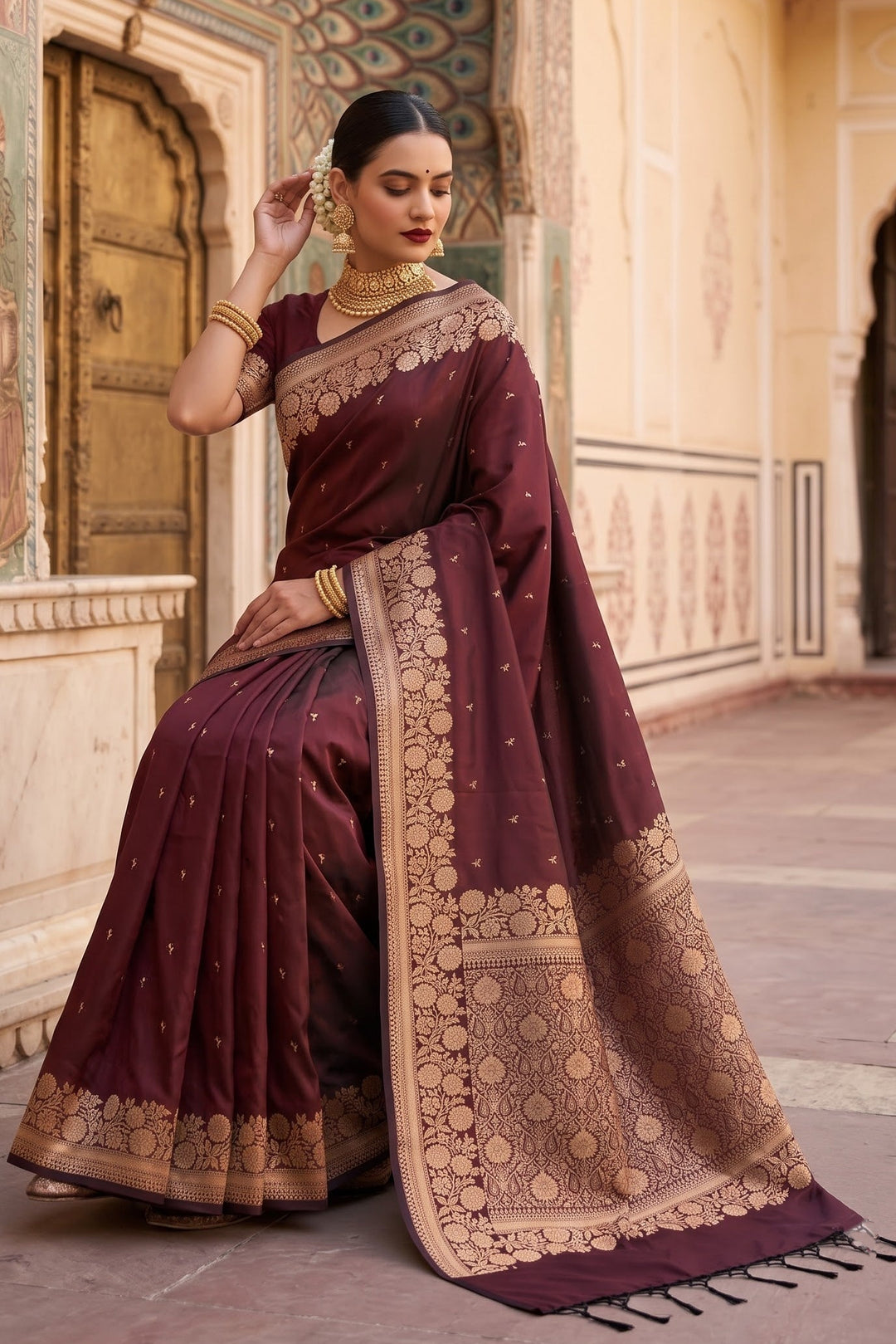 Flame of Passion - Muga Katan Silk Saree