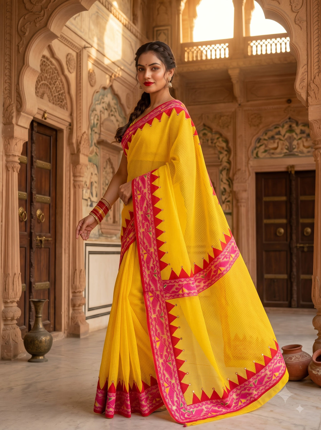 Roudrarekha Jamdani Applique Work Kota Saree