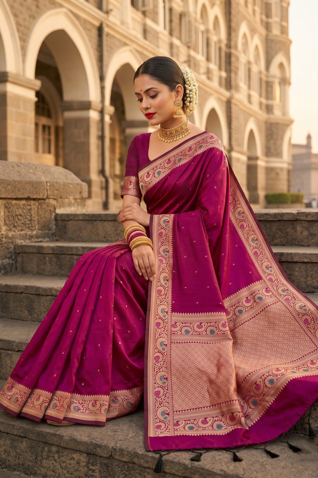 Crown of Desire - Muga Katan Silk Saree