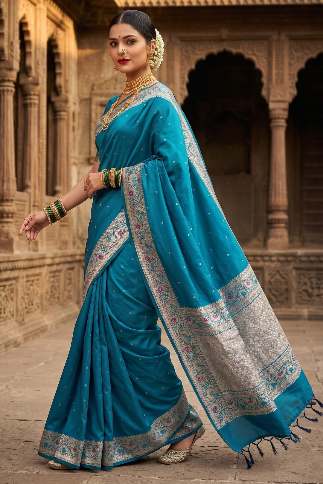 Crown of Desire - Muga Katan Silk Saree