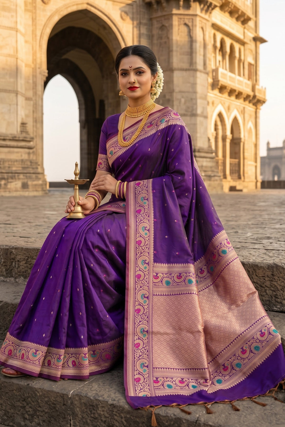 Crown of Desire - Muga Katan Silk Saree