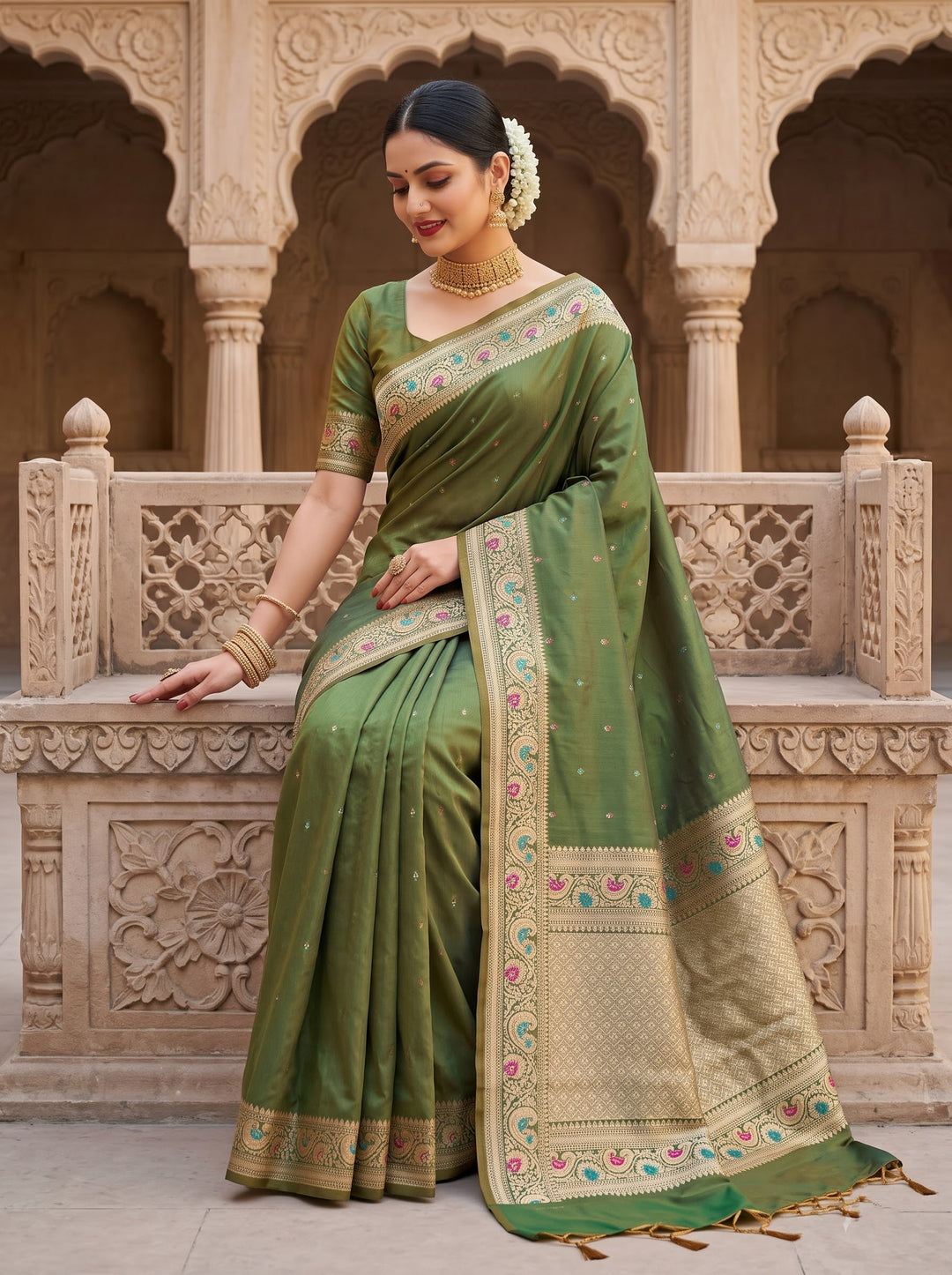 Crown of Desire - Muga Katan Silk Saree