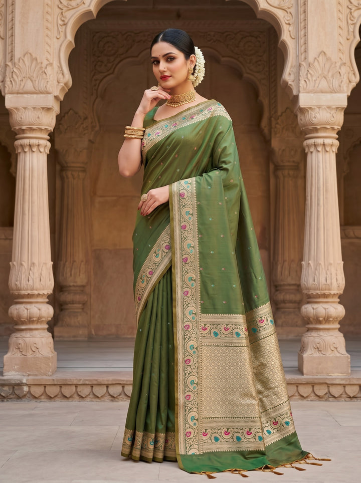 Crown of Desire - Muga Katan Silk Saree