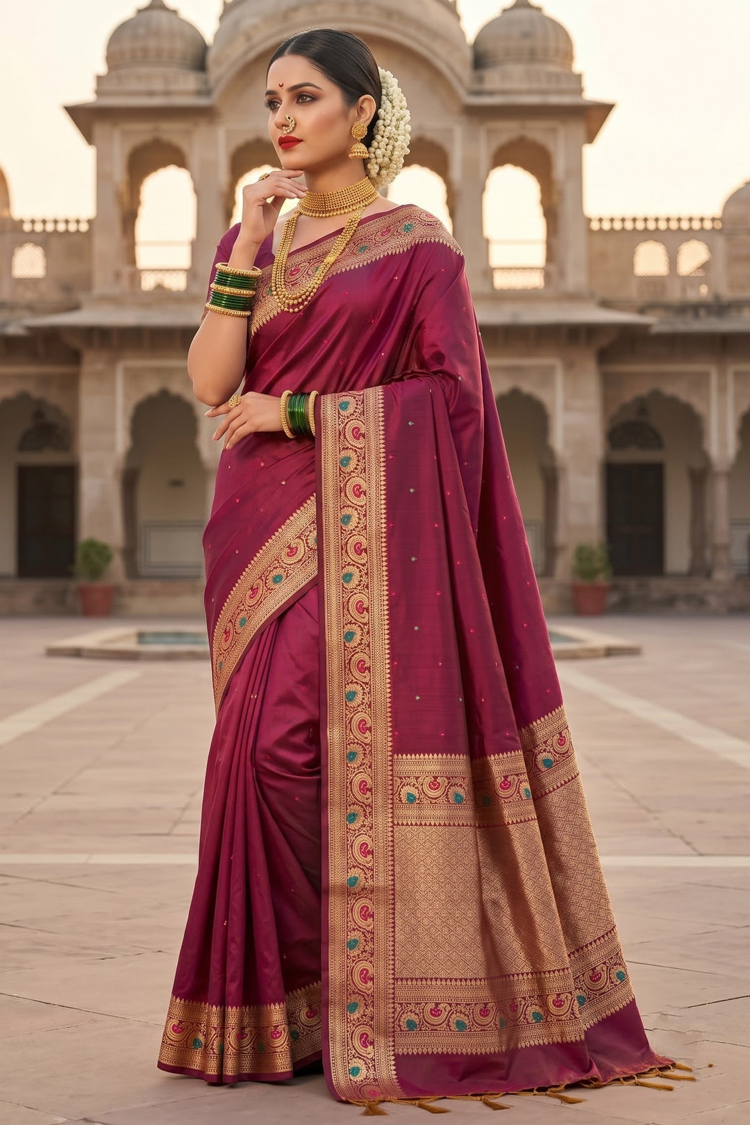 Crown of Desire - Muga Katan Silk Saree