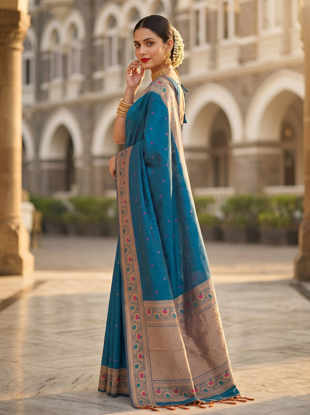 Crown of Desire - Muga Katan Silk Saree