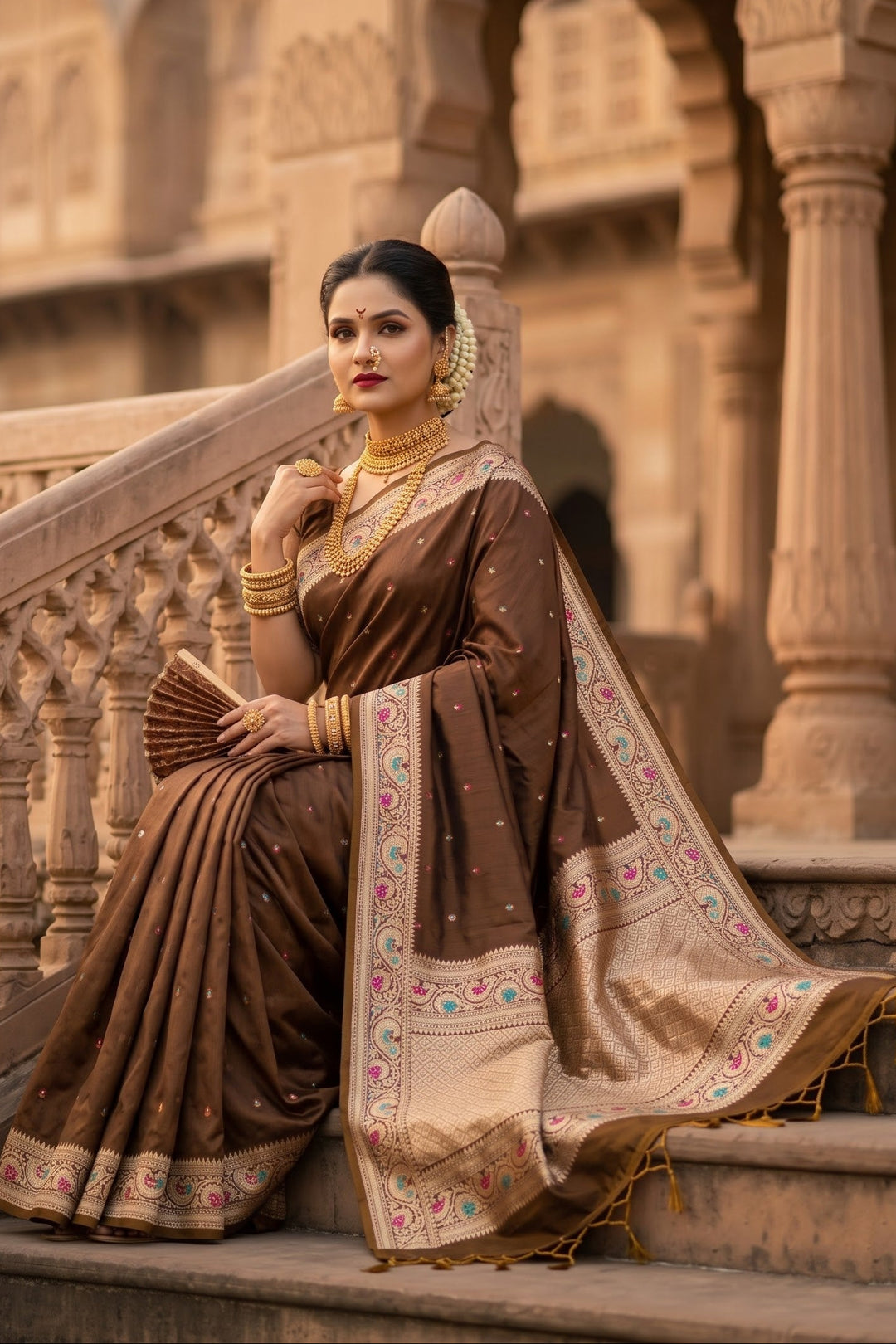Crown of Desire - Muga Katan Silk Saree