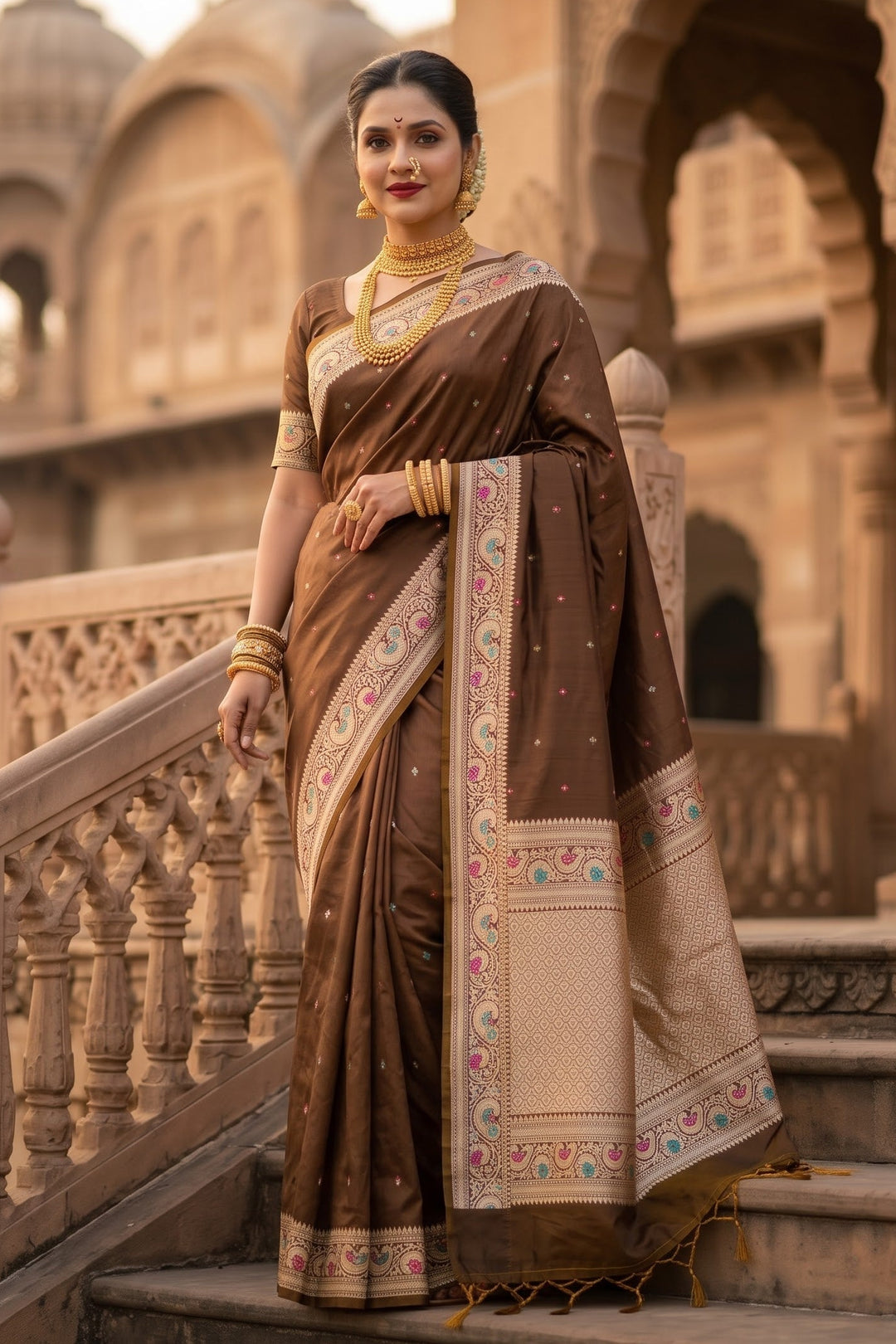 Crown of Desire - Muga Katan Silk Saree