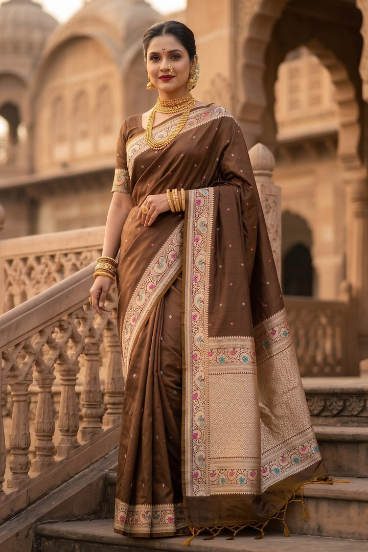 Crown of Desire - Muga Katan Silk Saree