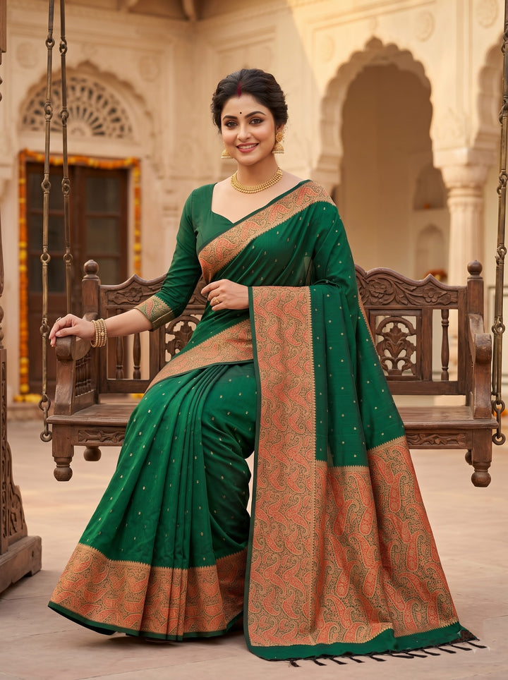 The Sovereign Scarlet Banarasi Semi Katan Silk Saree