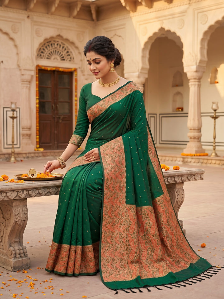 The Sovereign Scarlet Banarasi Semi Katan Silk Saree