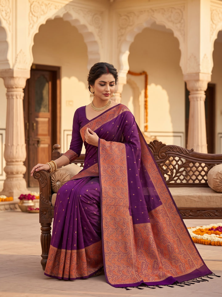 The Sovereign Scarlet Banarasi Semi Katan Silk Saree