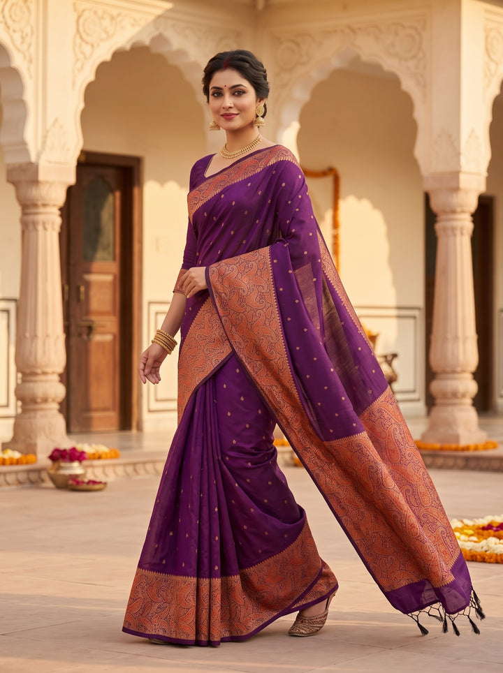 The Sovereign Scarlet Banarasi Semi Katan Silk Saree