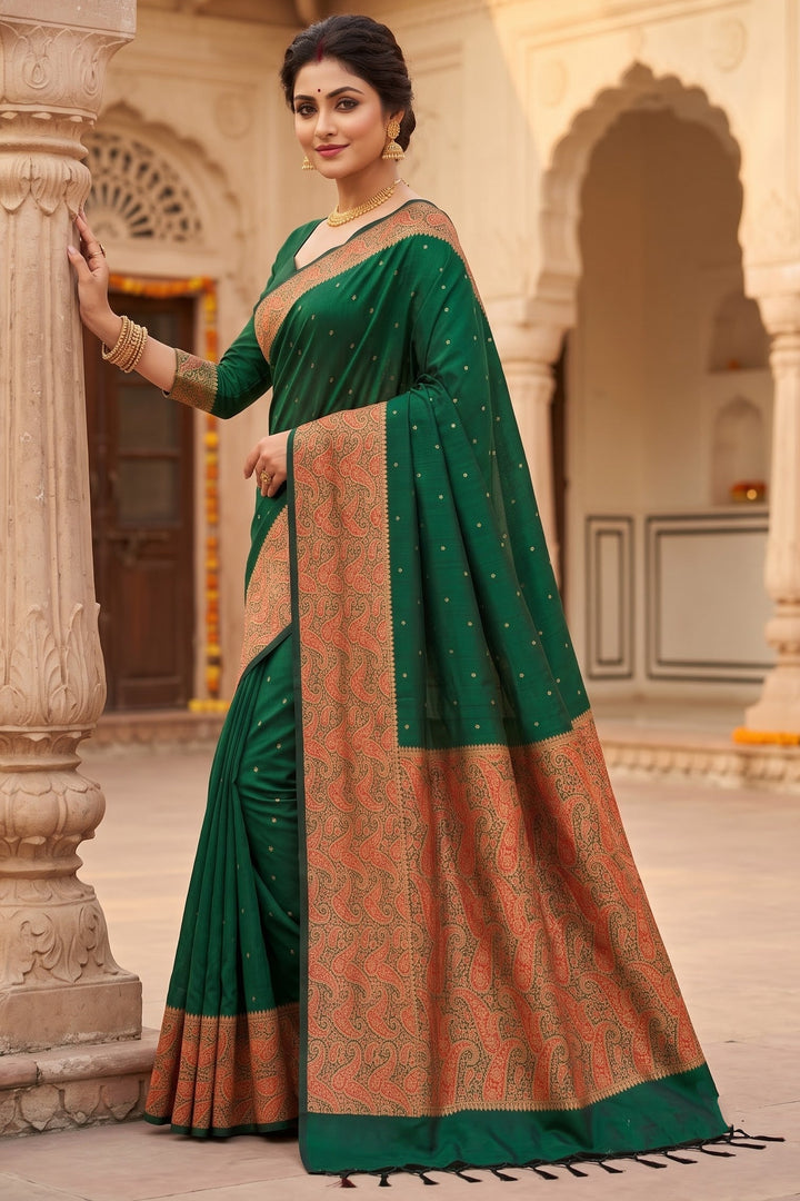 The Sovereign Scarlet Banarasi Semi Katan Silk Saree
