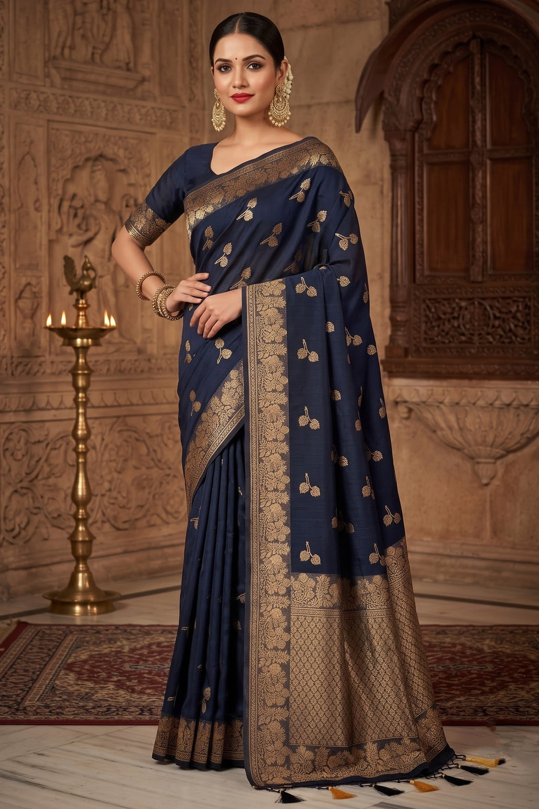 The Road to Starlight- Banarasi Semi Katan Silk Saree