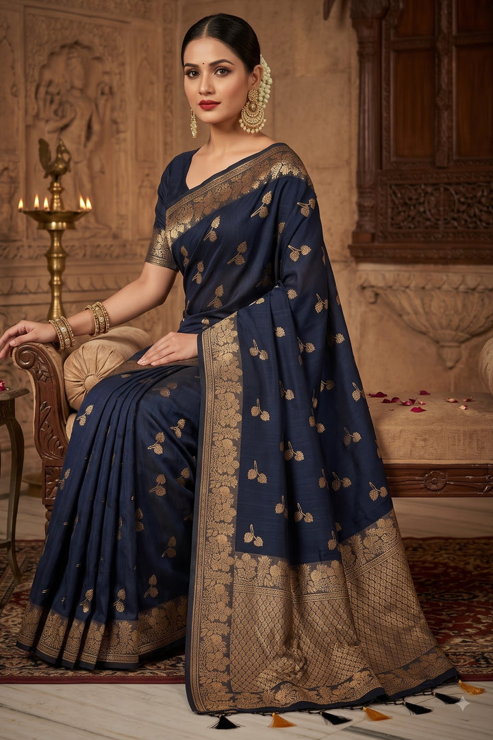 The Road to Starlight- Banarasi Semi Katan Silk Saree