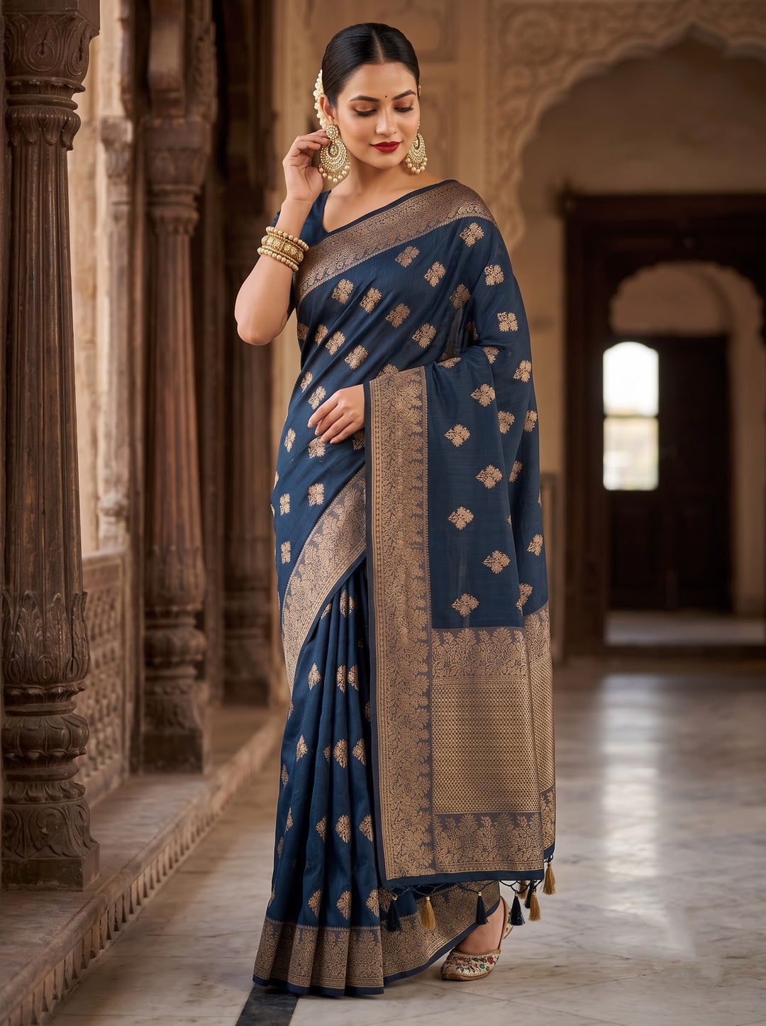 Full Of Stories - Banarasi Semi Katan Silk Saree