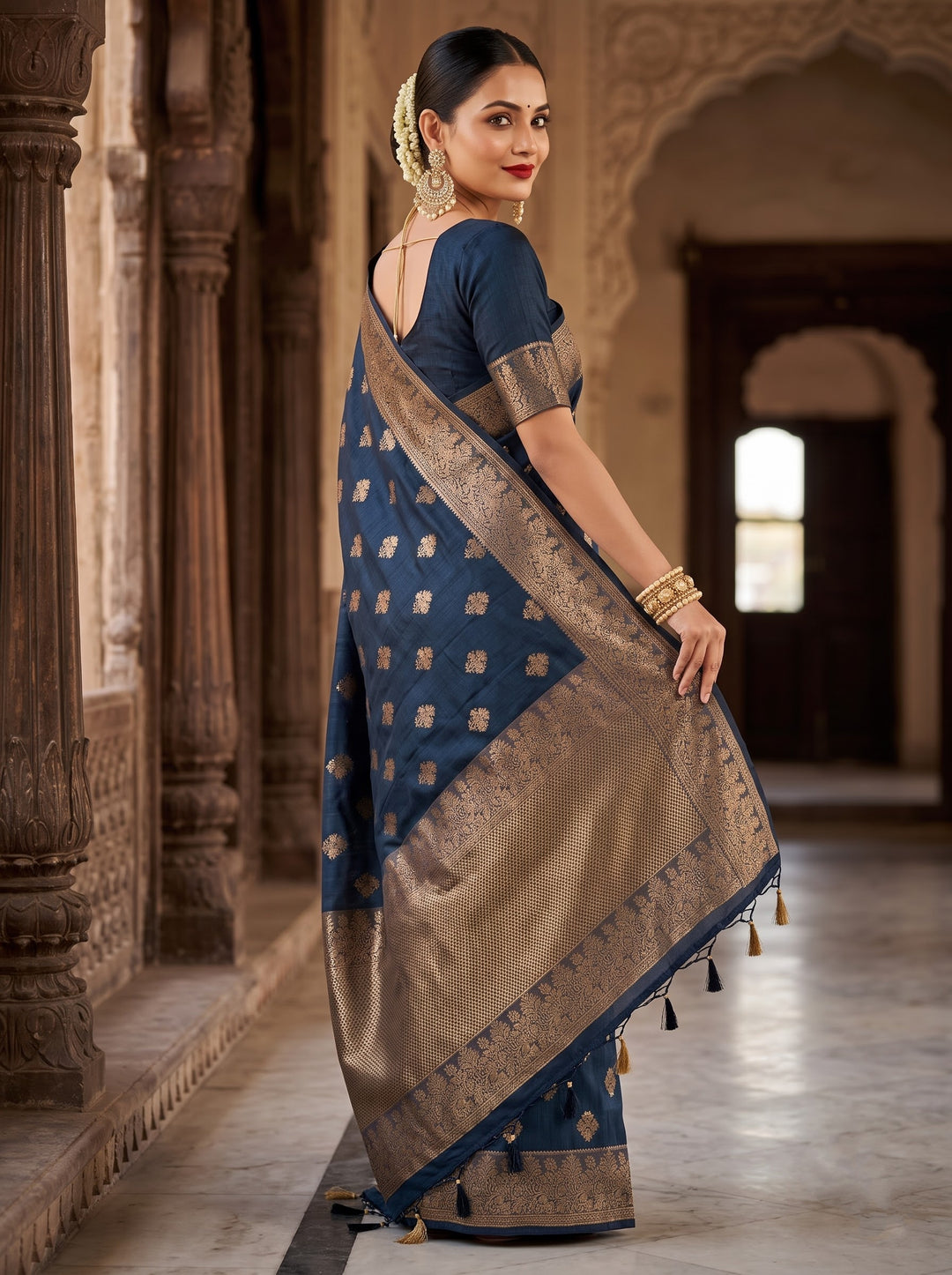 Full Of Stories - Banarasi Semi Katan Silk Saree