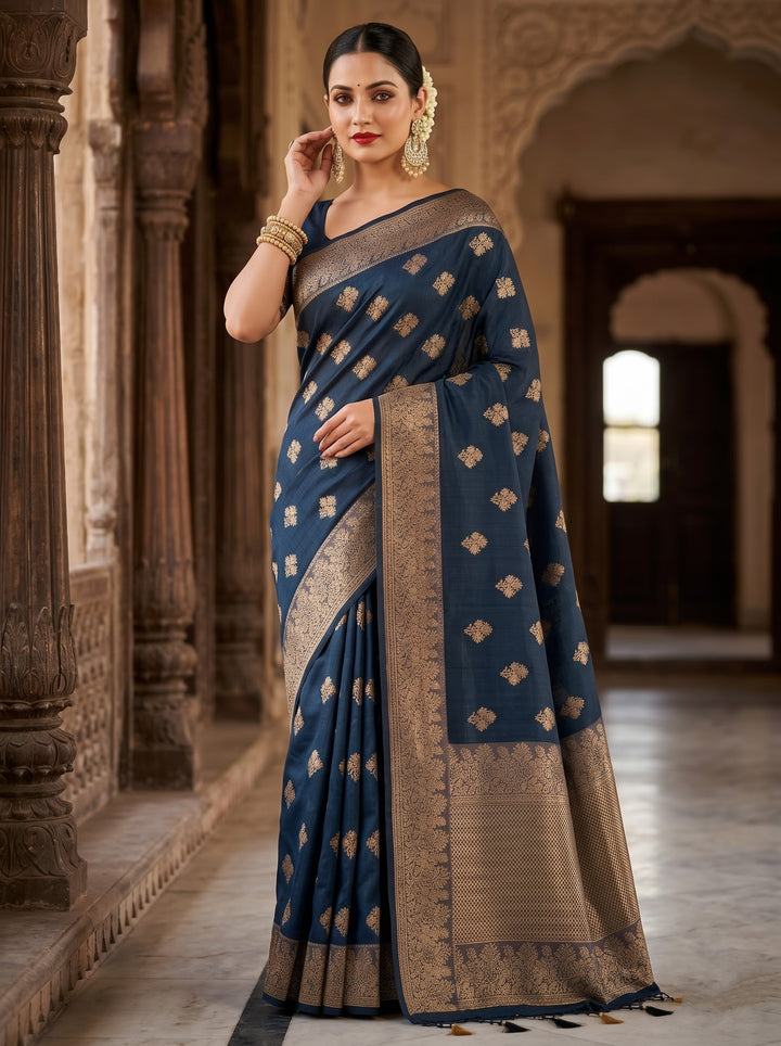 Full Of Stories - Banarasi Semi Katan Silk Saree