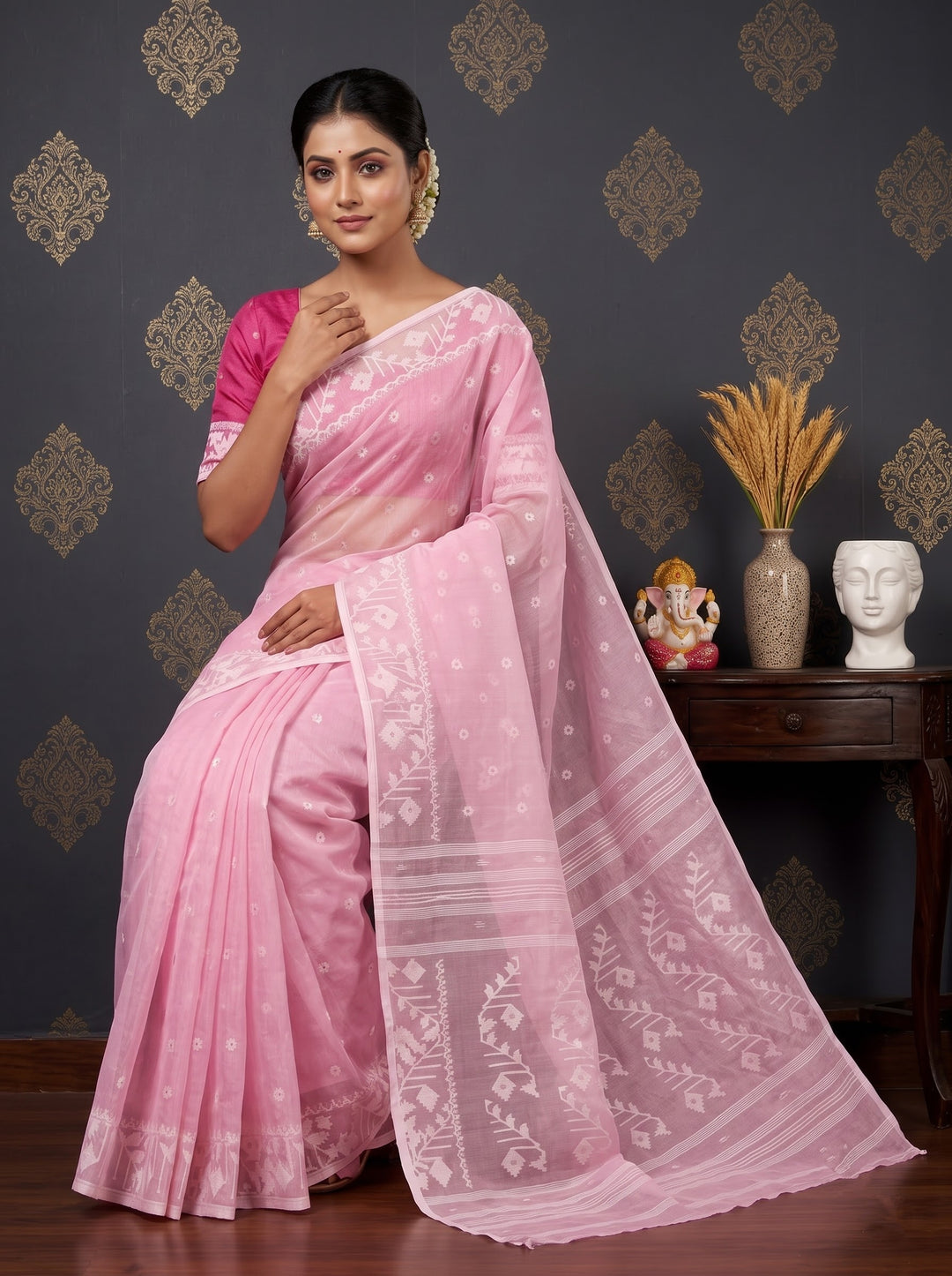 Nirob Rong Karat Dhakai Jamdani Saree