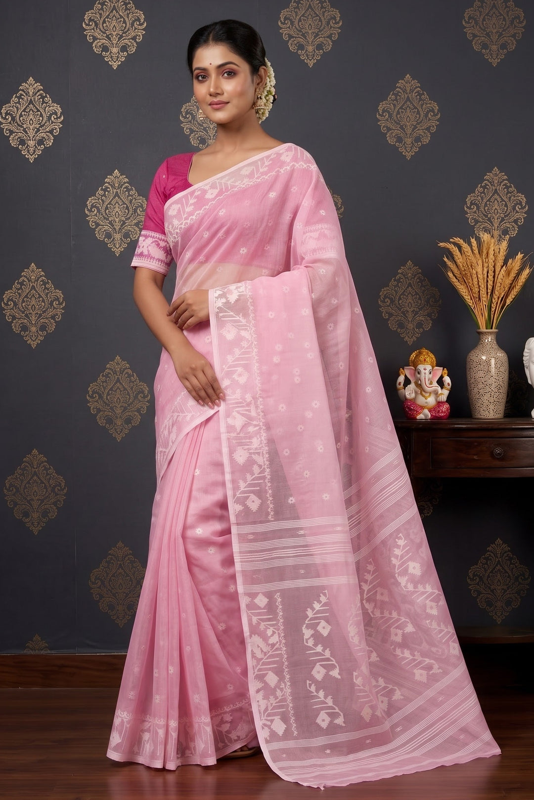 Nirob Rong Karat Dhakai Jamdani Saree