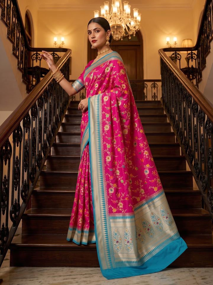 Woven Into Forever – Crepe Georgette Banarasi Saree (Semi) with Zari Minakari Work