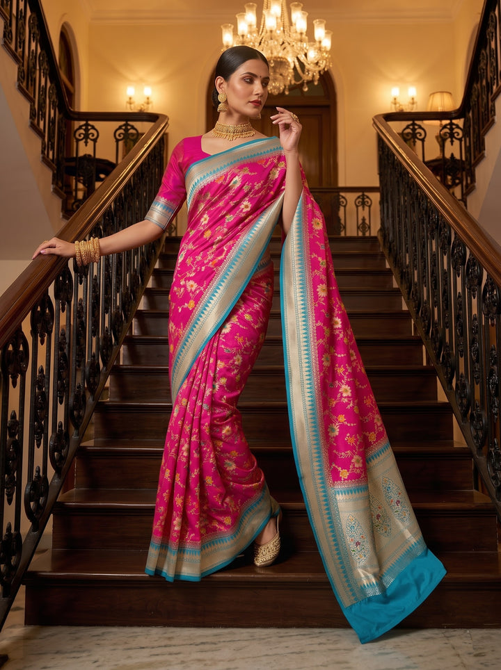Woven Into Forever – Crepe Georgette Banarasi Saree (Semi) with Zari Minakari Work