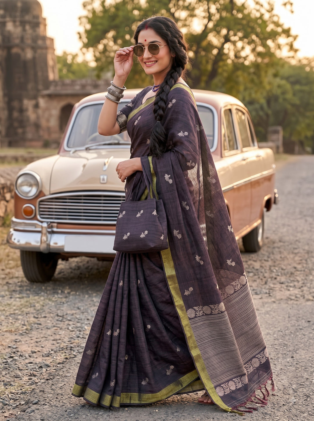 Old Meets New Vogue – Dupian Matka Semi Silk Saree (Dual-tone)