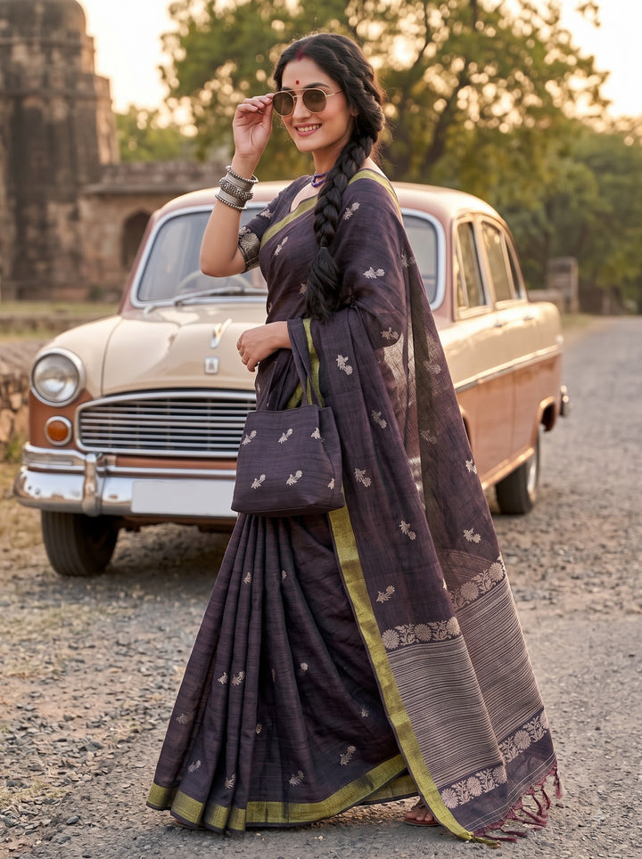 Old Meets New Vogue – Dupian Matka Semi Silk Saree (Dual-tone)