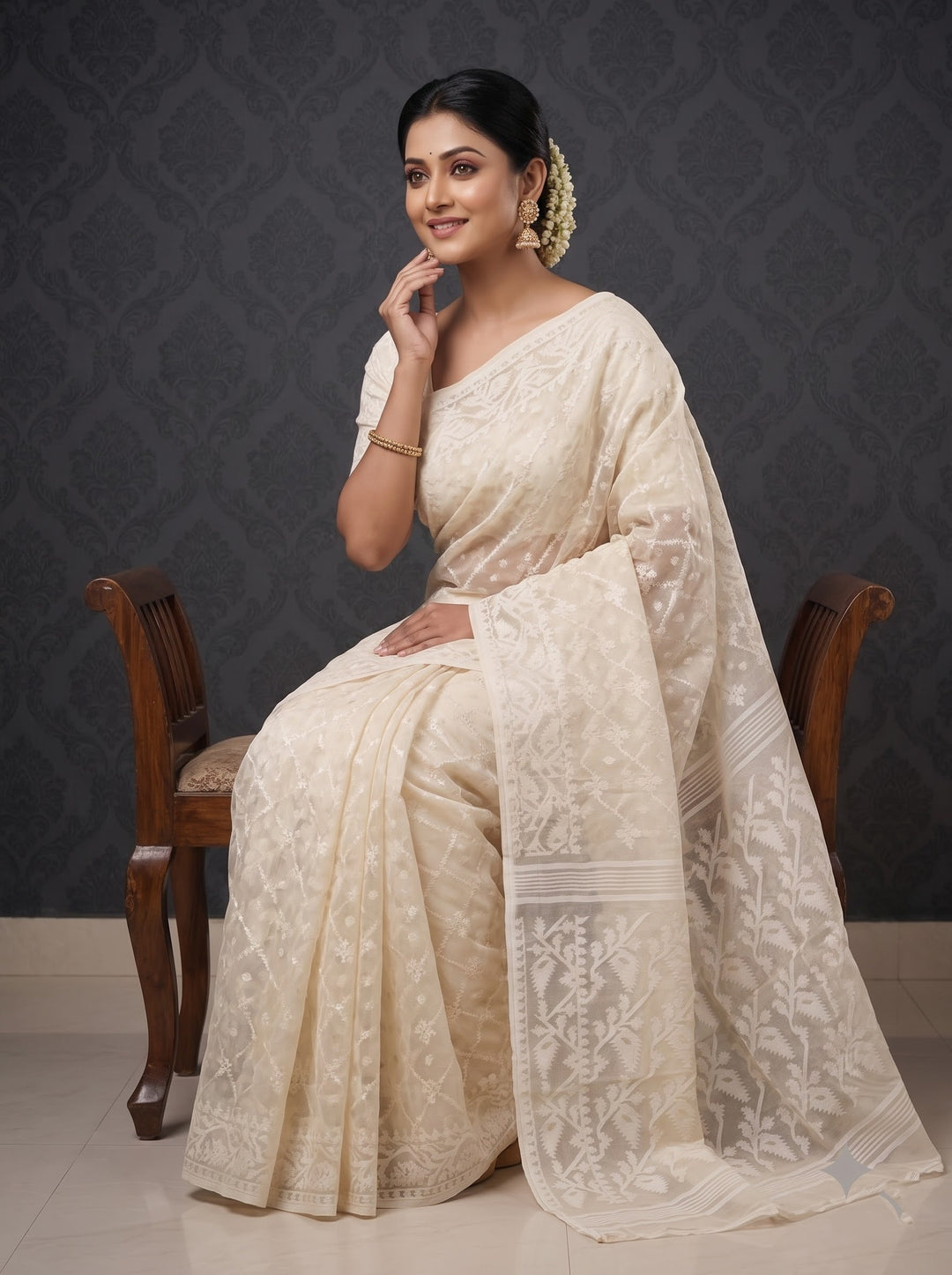 Taantika Karat Dhakai Jamdani Saree