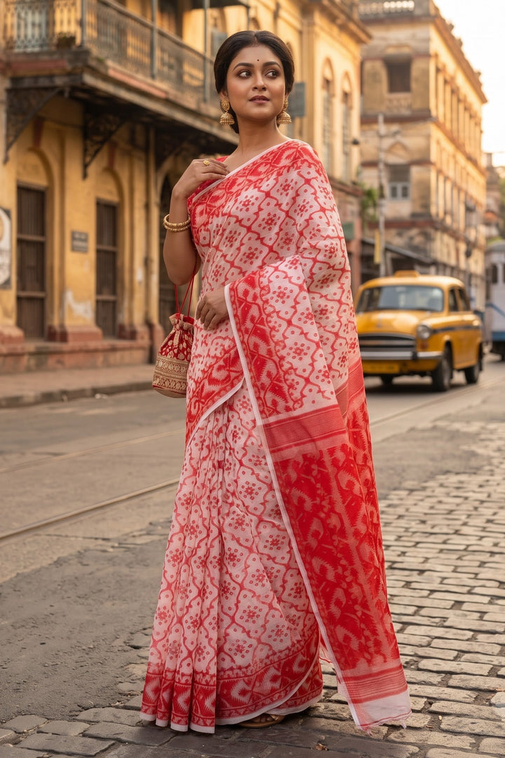 Dhruva tara Dhakai Jamdani Saree