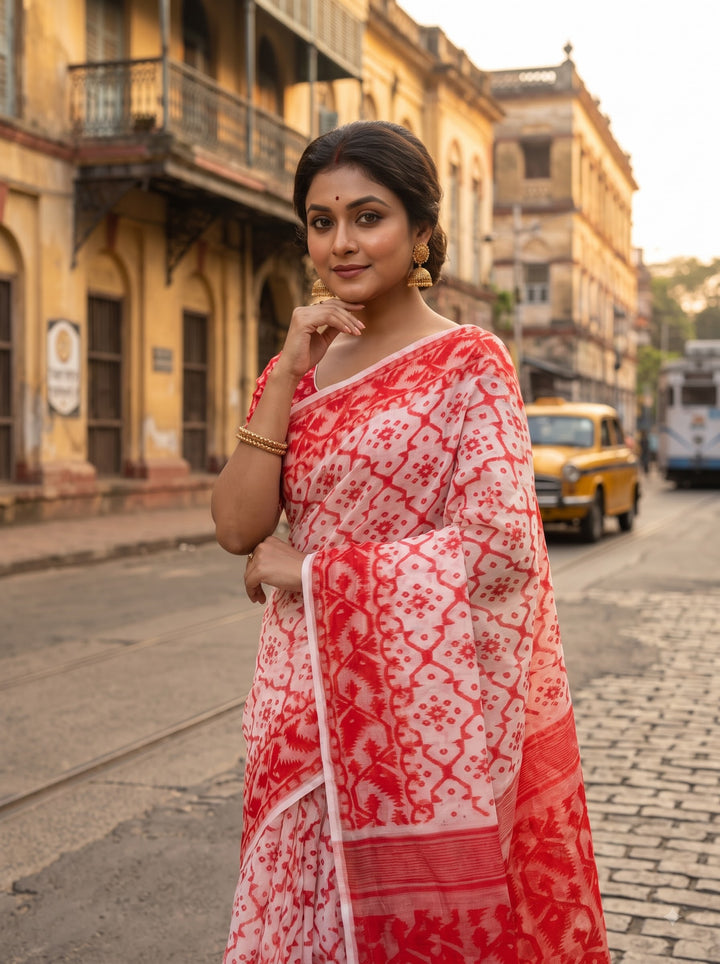 Dhruva tara Dhakai Jamdani Saree