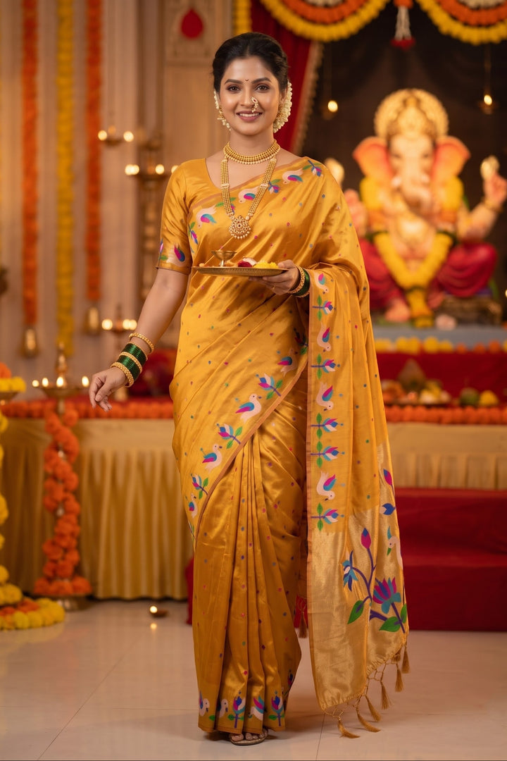 Meherika Khadi Silk Saree With Minakari Zari Border & Designer Zari Pallu