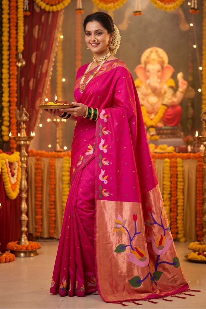 Meherika Khadi Silk Saree With Minakari Zari Border & Designer Zari Pallu