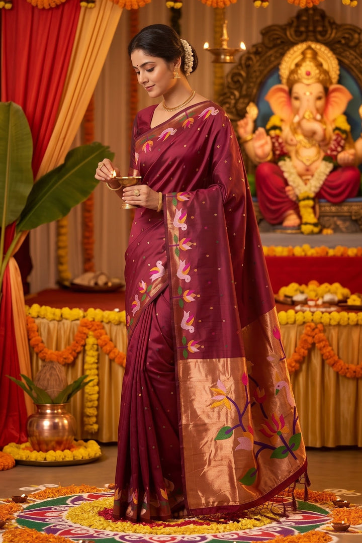 Meherika Khadi Silk Saree With Minakari Zari Border & Designer Zari Pallu