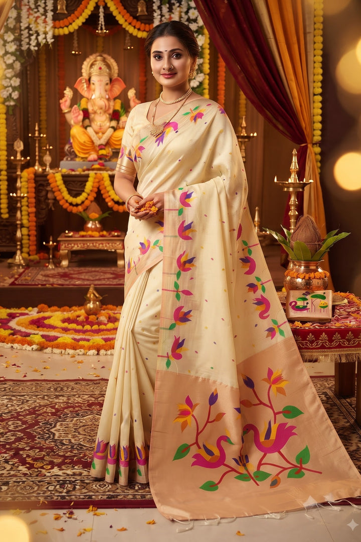 Meherika Khadi Silk (Semi ) Saree With Minakari Zari Border & Designer Zari Pallu